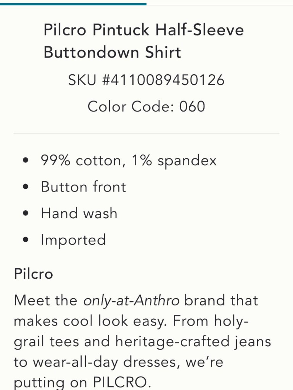 Anthropologie Pilcro Pin Tuck Half -Sleeve Button Down Shirt - Picture 5 of 8